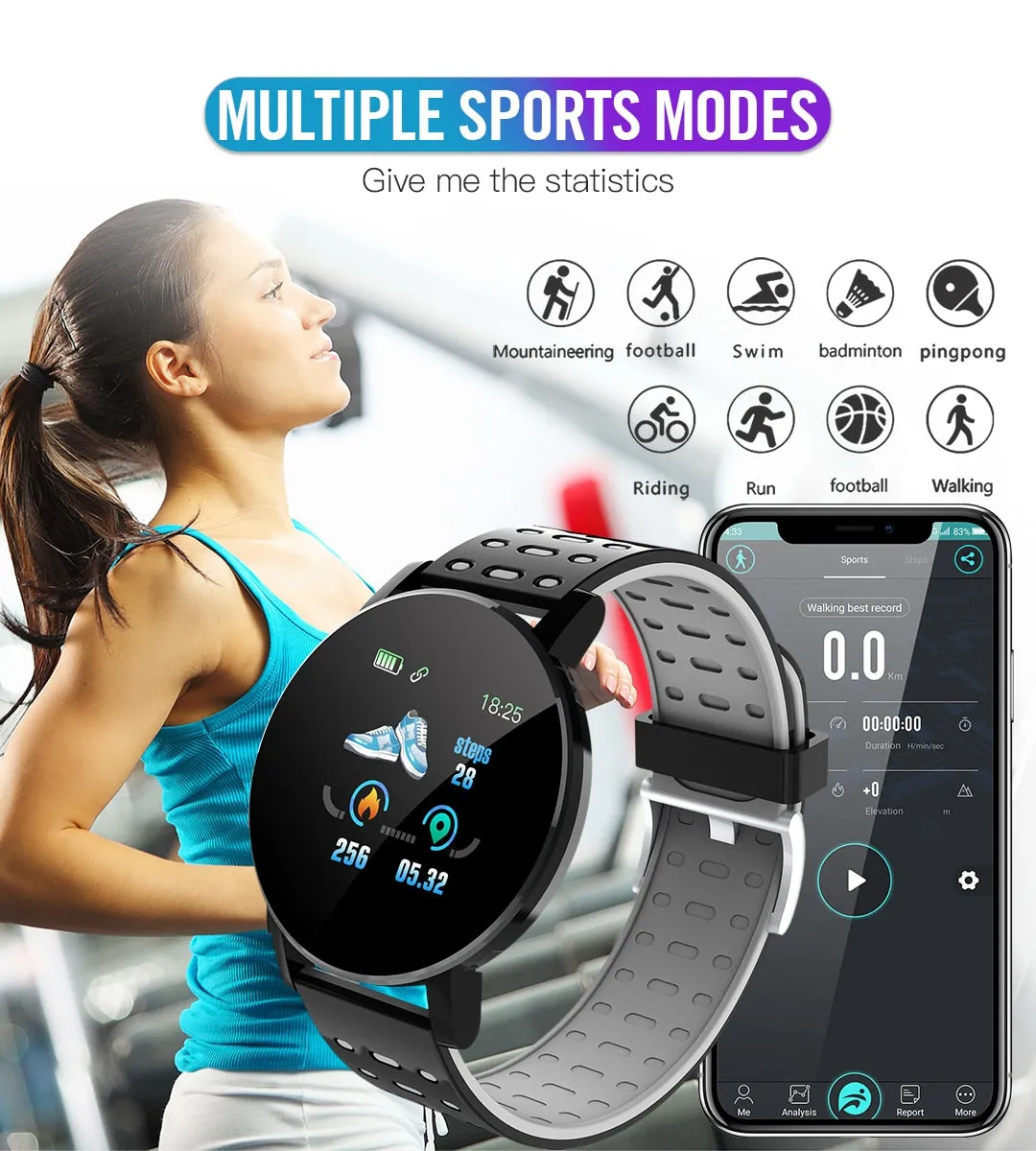 119 Plus Smart Watch & Fitness Tracker (with HR & BP Tracker, Call & MSG Alerts, IPS HD Screen)