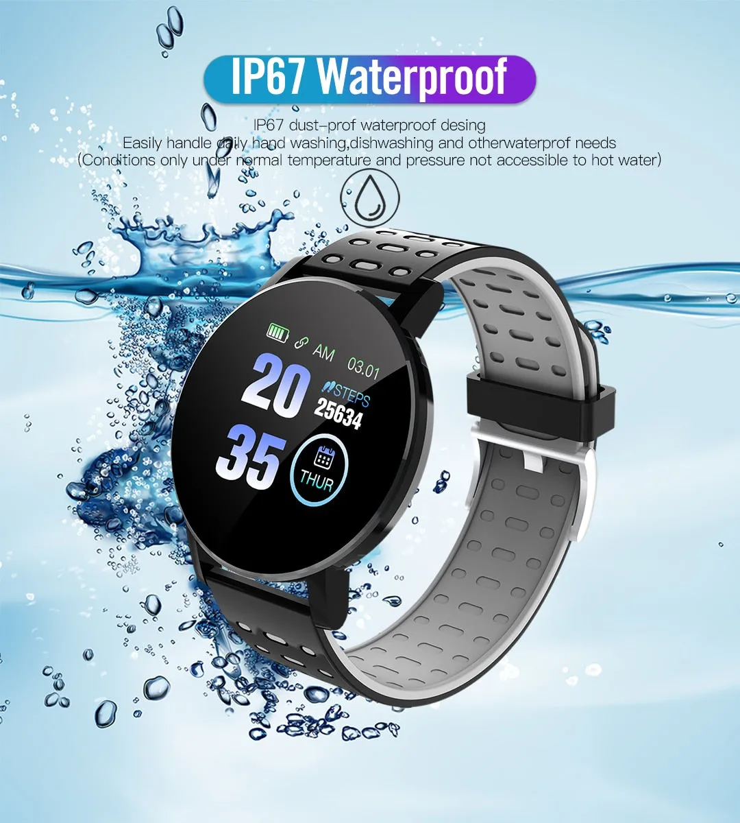 119 Plus Smart Watch & Fitness Tracker (with HR & BP Tracker, Call & MSG Alerts, IPS HD Screen)