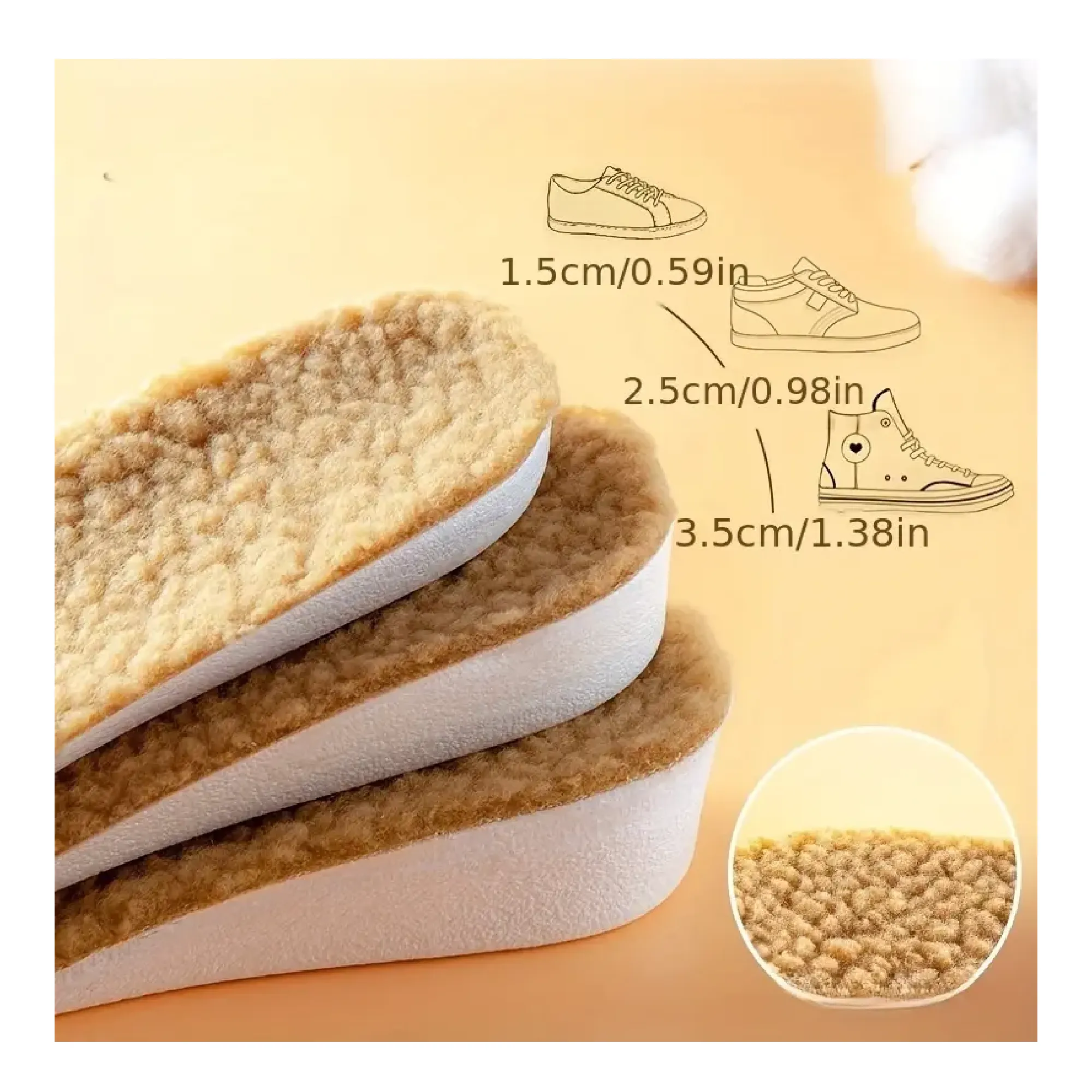 1Pair Thermal Thicken Warm Shoes Pads For Winter, Breathable Comfortable Insoles