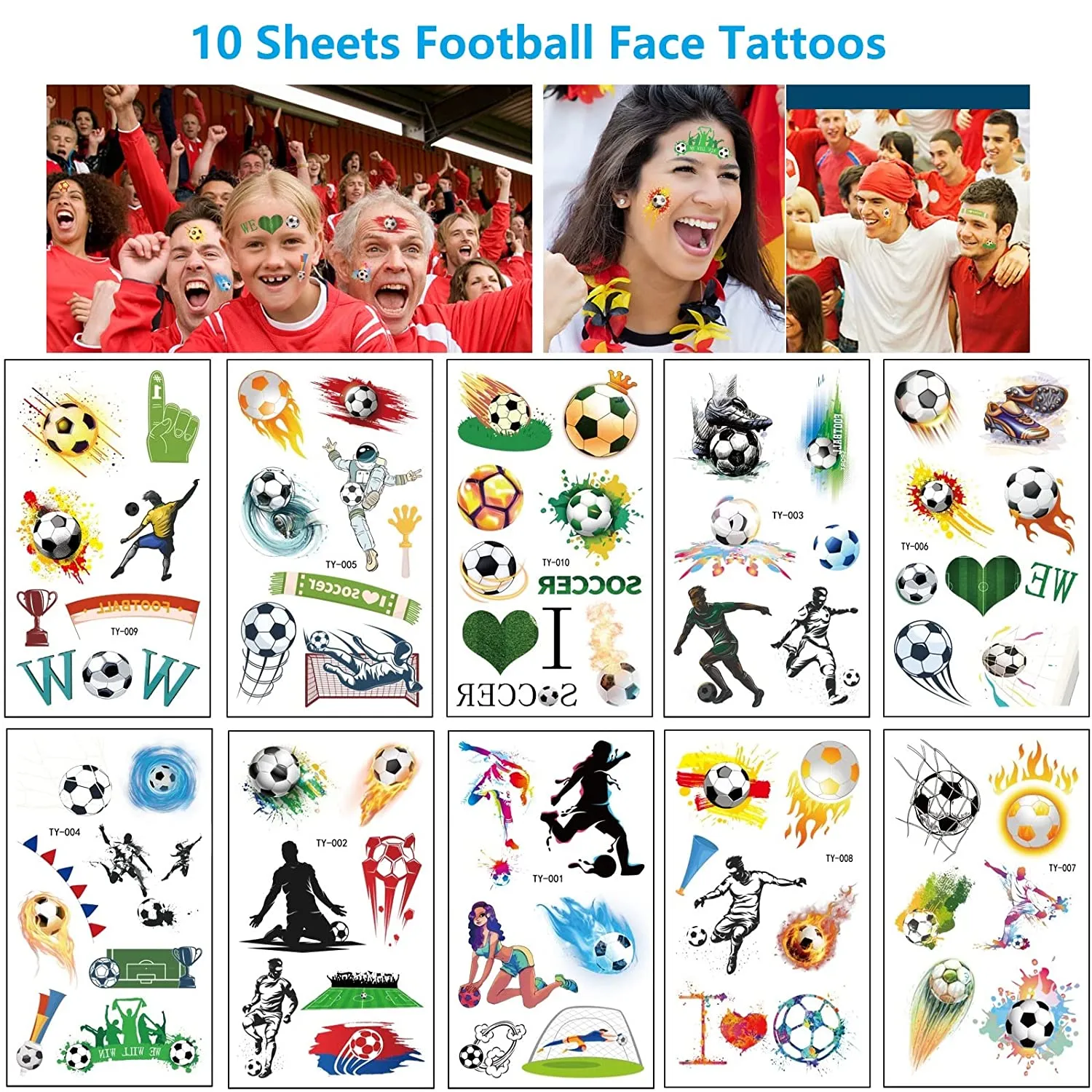 20 Sheet 2022 Football World Cup Football Sports Face Sticker