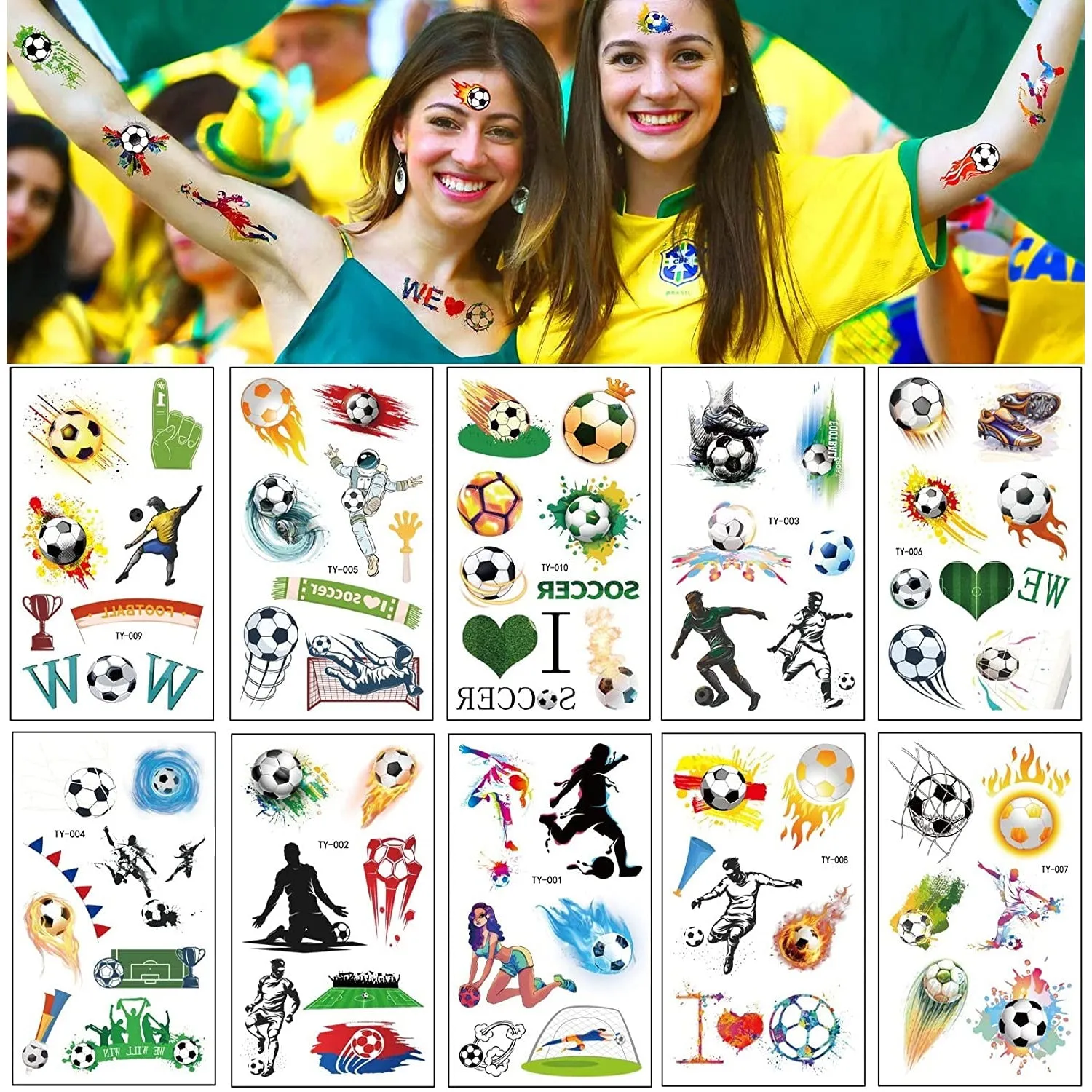 20 Sheet 2022 Football World Cup Football Sports Face Sticker