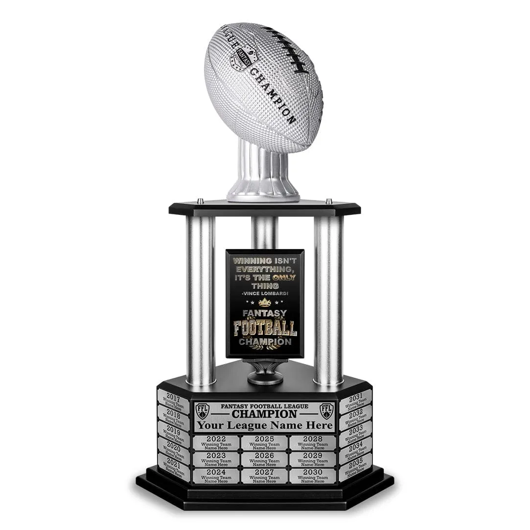 26"-56" Perpetual Fantasy Football Trophy - Silver Football