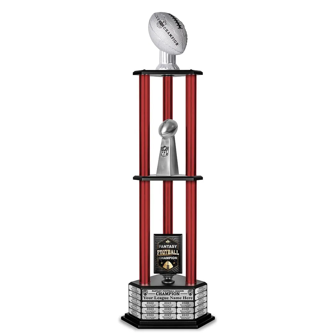 26"-56" Perpetual Fantasy Football Trophy - Silver Football