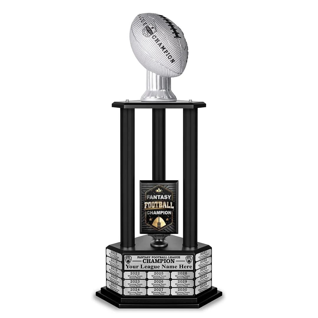 26"-56" Perpetual Fantasy Football Trophy - Silver Football