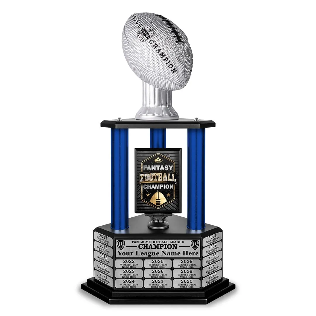 26"-56" Perpetual Fantasy Football Trophy - Silver Football