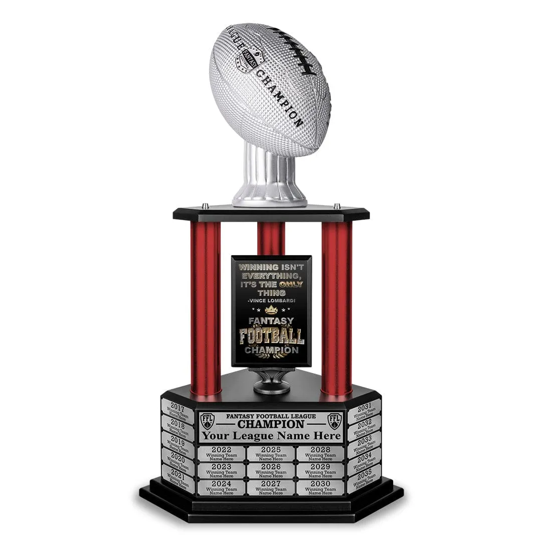 26"-56" Perpetual Fantasy Football Trophy - Silver Football