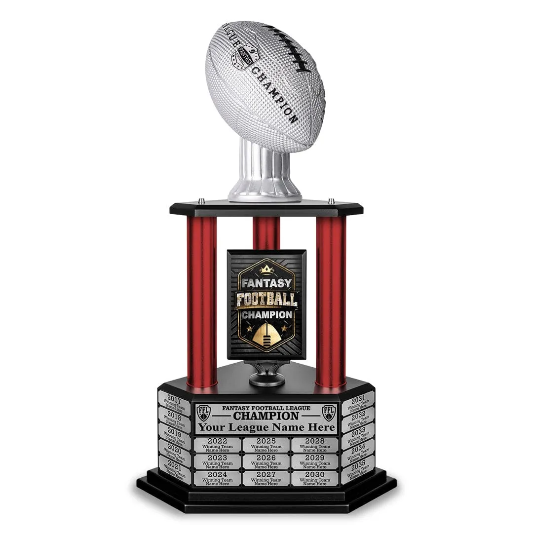 26"-56" Perpetual Fantasy Football Trophy - Silver Football