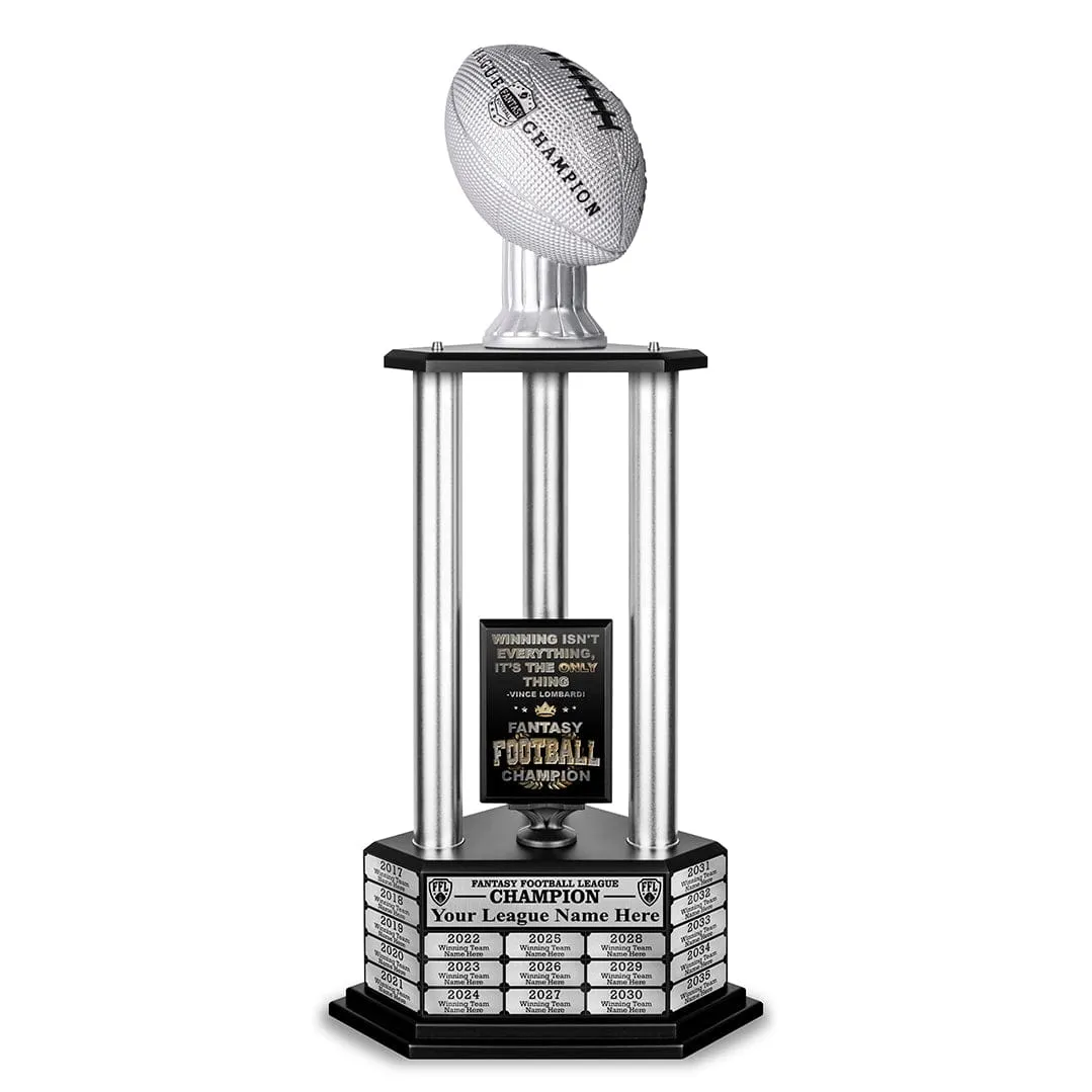 26"-56" Perpetual Fantasy Football Trophy - Silver Football