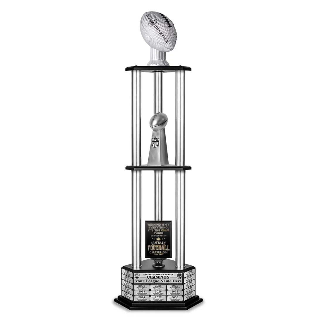 26"-56" Perpetual Fantasy Football Trophy - Silver Football