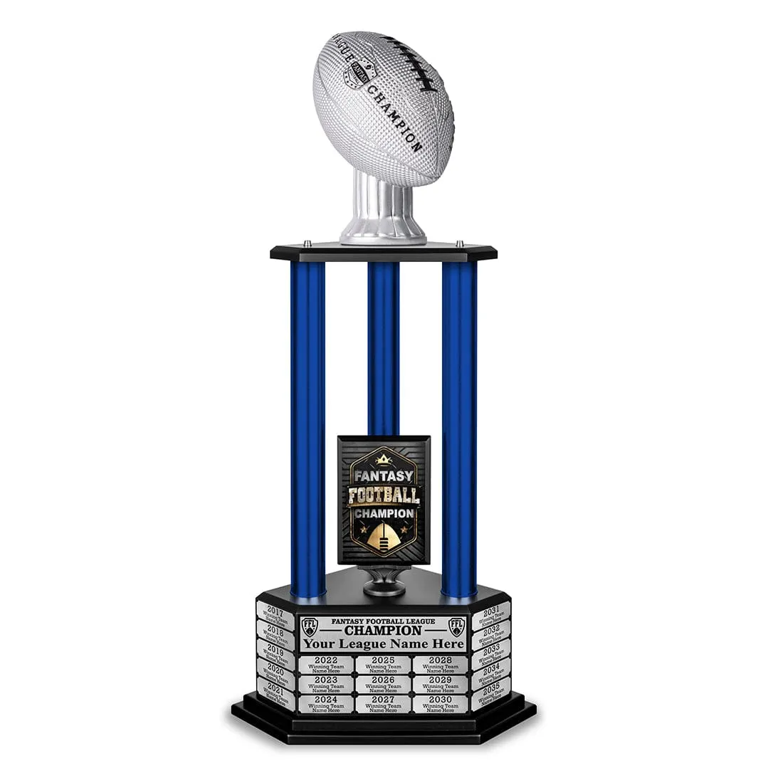 26"-56" Perpetual Fantasy Football Trophy - Silver Football