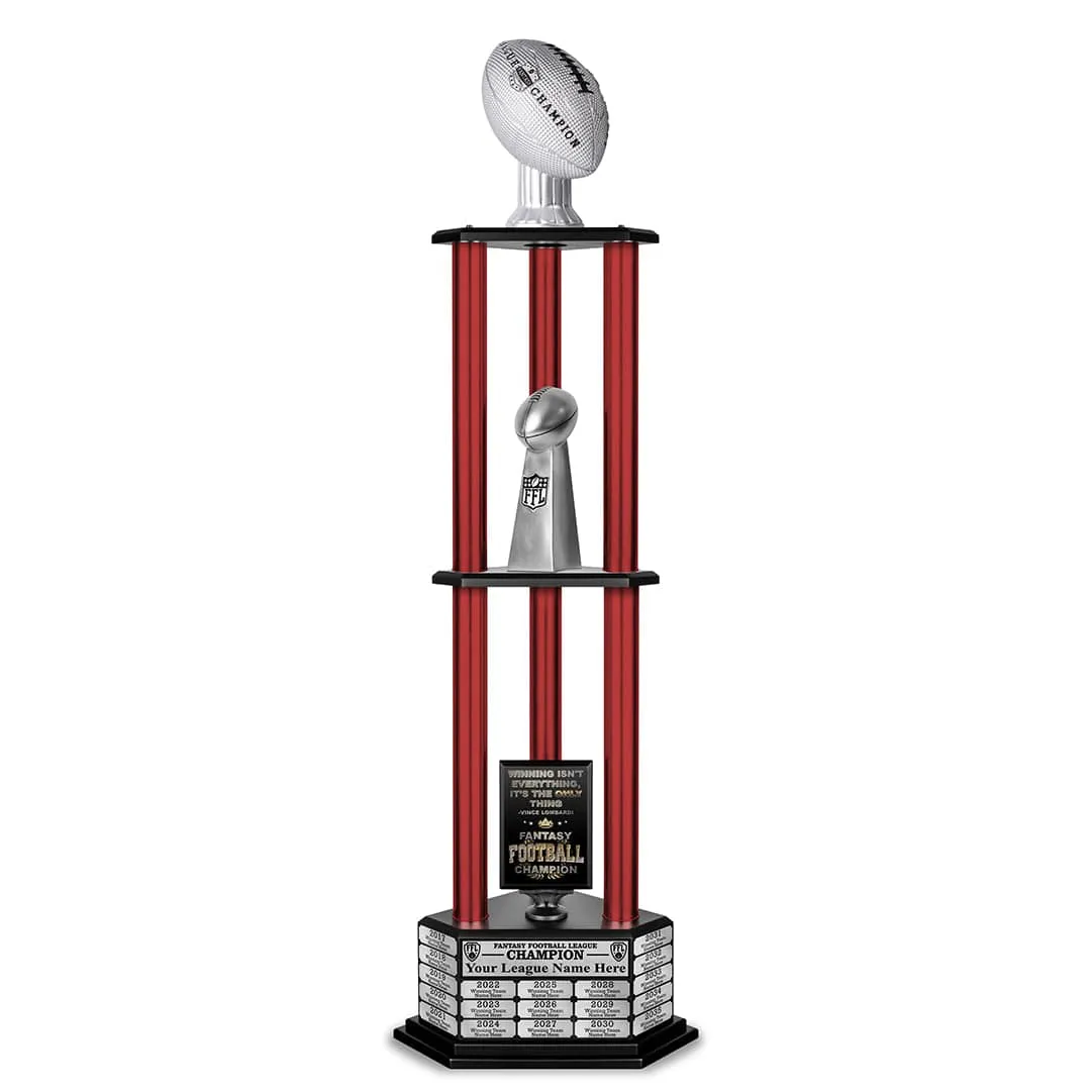 26"-56" Perpetual Fantasy Football Trophy - Silver Football