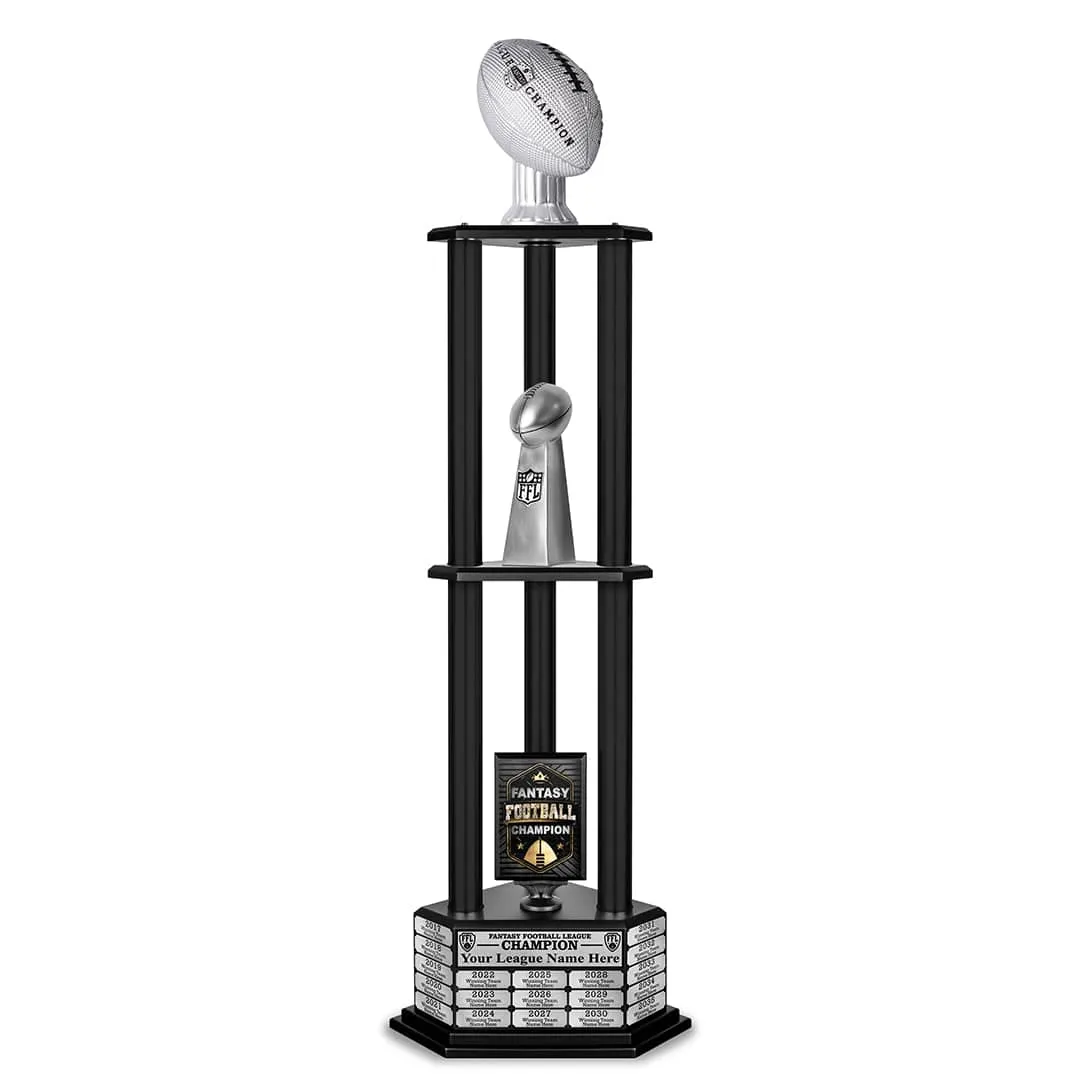 26"-56" Perpetual Fantasy Football Trophy - Silver Football