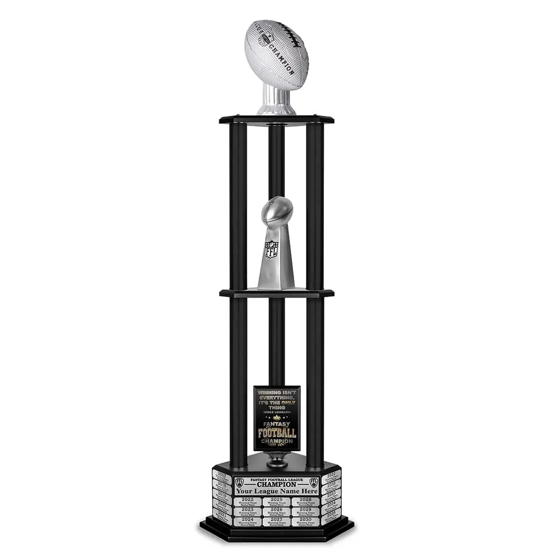 26"-56" Perpetual Fantasy Football Trophy - Silver Football