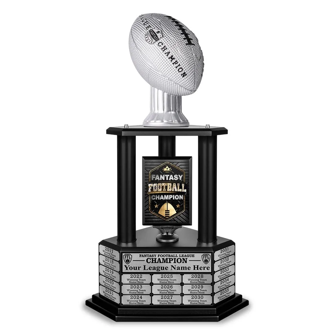 26"-56" Perpetual Fantasy Football Trophy - Silver Football