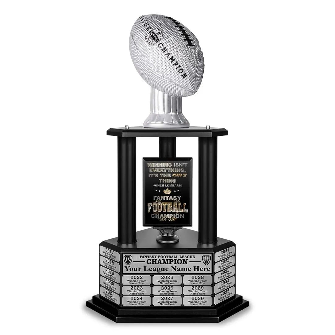 26"-56" Perpetual Fantasy Football Trophy - Silver Football