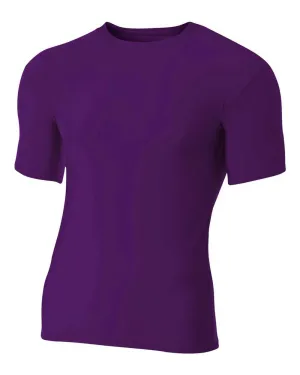 A4 N3130 Short Sleeve Compression Crew - Purple