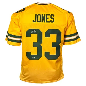 Aaron Jones Signed Green Bay Yellow Football Jersey (Beckett)