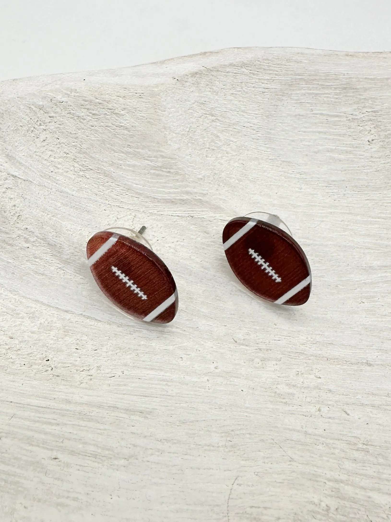 Acrylic Football Stud Earrings