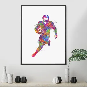 American Football Watercolor Art Print - Football Poster - Gift for Son - Football Poster - Football Wall Decor - Football Artwork