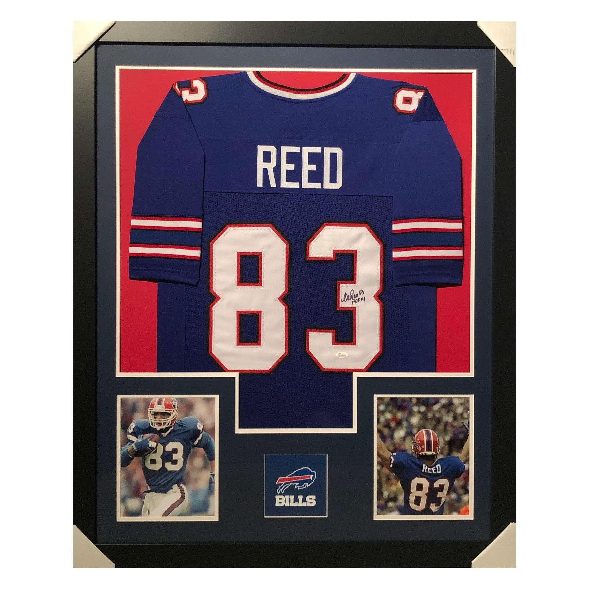 Andre Reed Signed HOF 14 Framed Vertical Layout Pro Edition Blue Jersey (JSA)