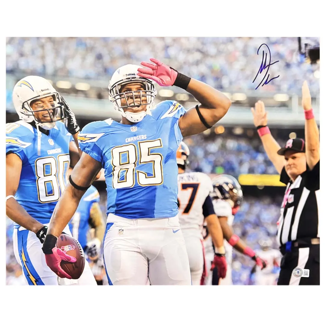 Antonio Gates Signed Pose 2 Football 16x20 Photo (Beckett)