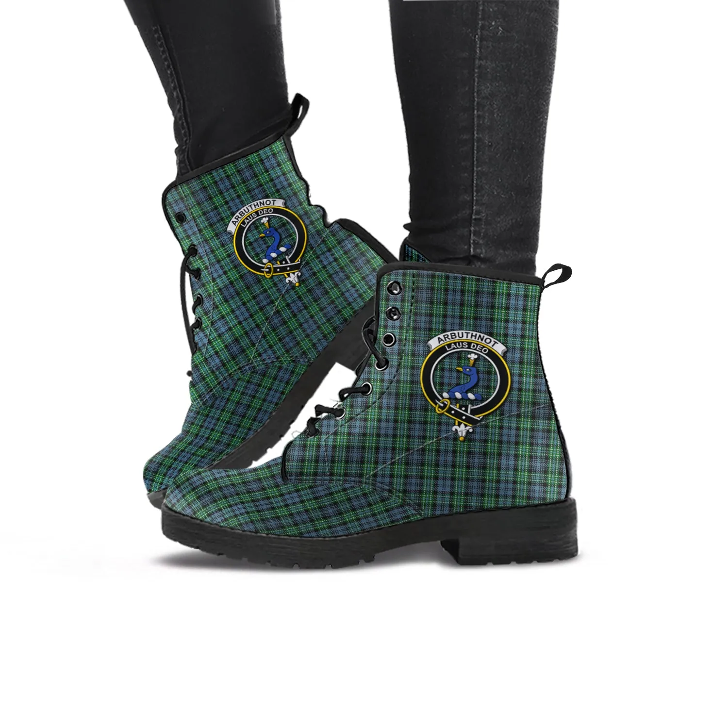 Arbuthnot Tartan Leather Boots with Family Crest