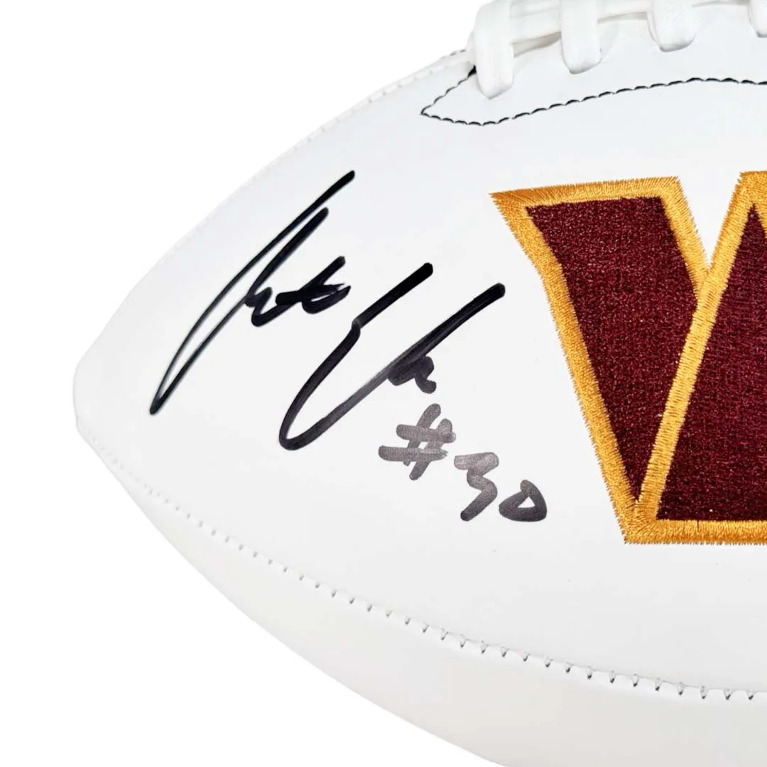 Austin Ekeler Signed Washington Commanders Official NFL Team Logo Football (Beckett)