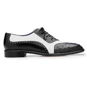 Belvedere Sesto in Black/White Alligator Calf Oxfords