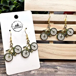 Bicycle Enamel  Earrings - Outdoors, Sports