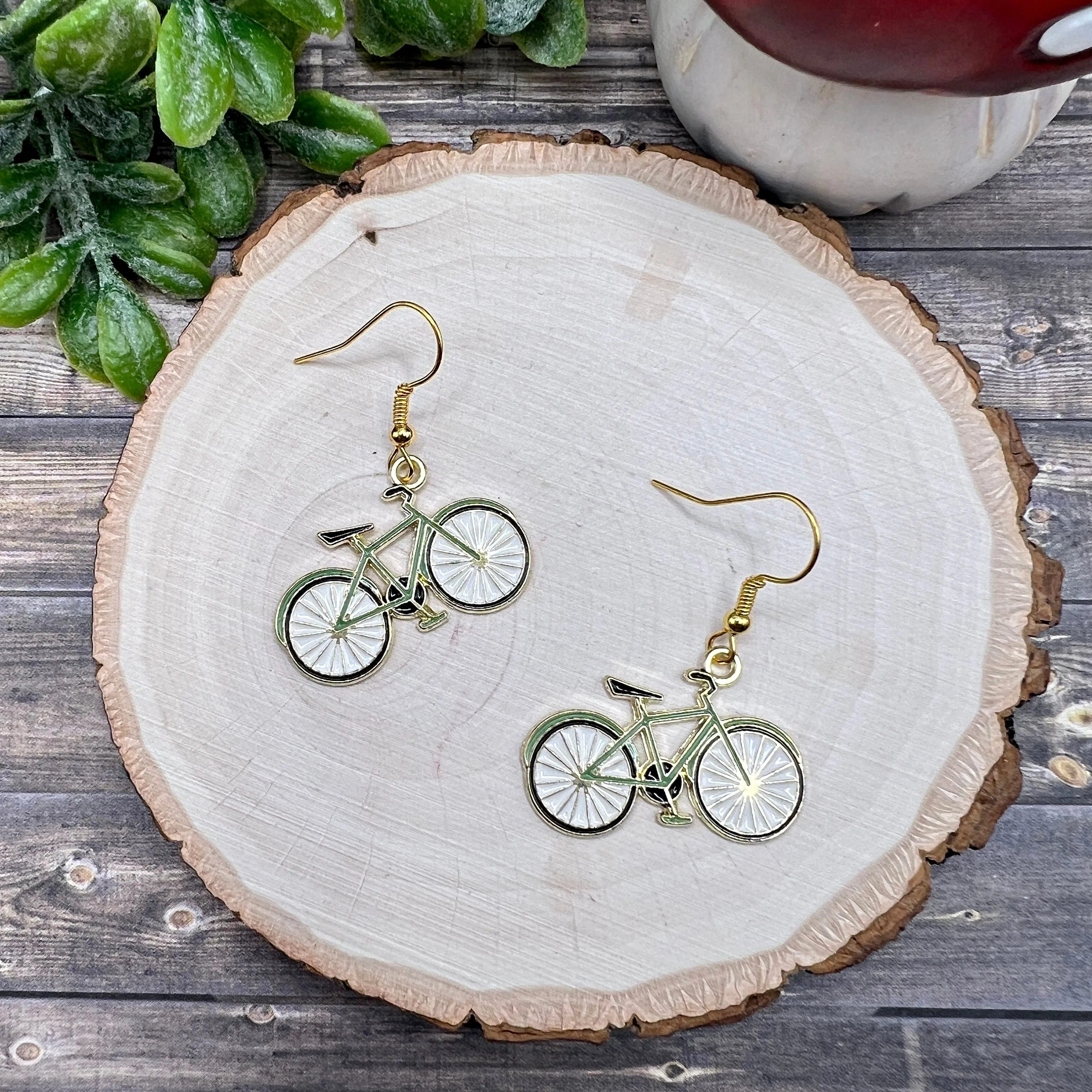 Bicycle Enamel  Earrings - Outdoors, Sports