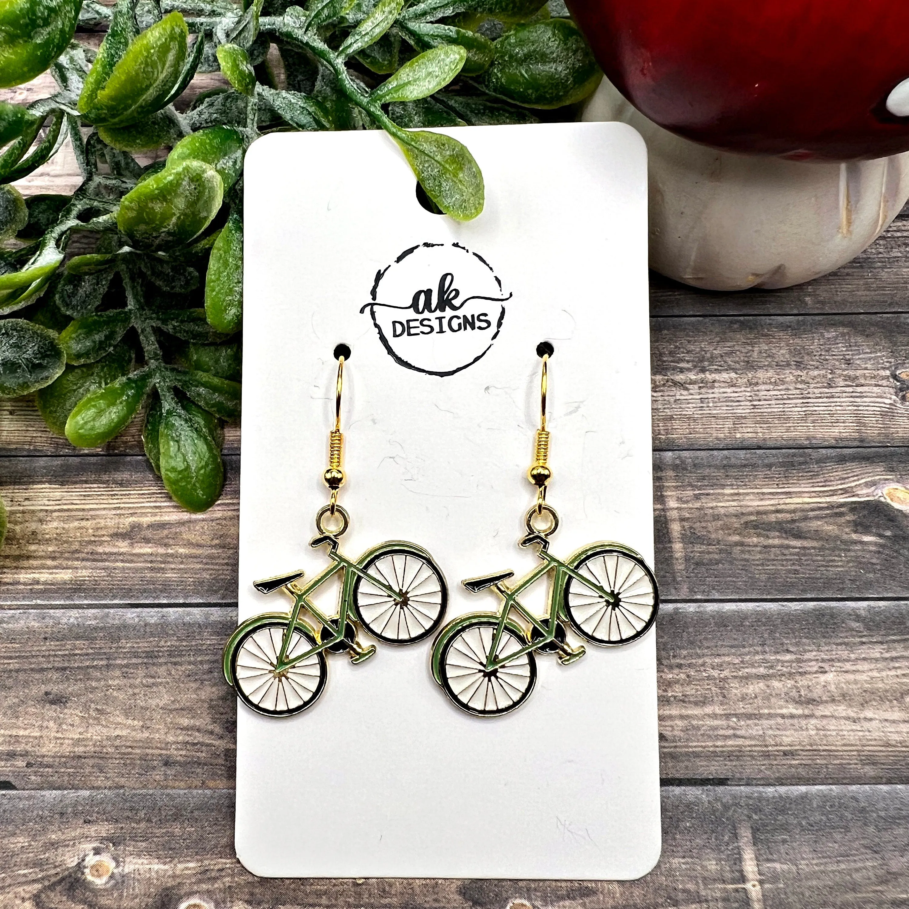 Bicycle Enamel  Earrings - Outdoors, Sports