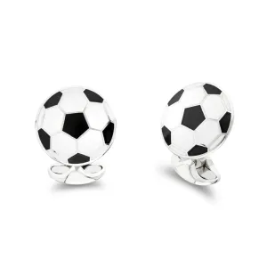 Black and White Enamel Football Cufflinks, Sterling Silver