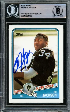 Bo Jackson Autographed 1988 Topps Rookie Card #327 Los Angeles Raiders Beckett BAS #15091483