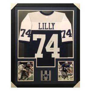 Bob Lilly Signed HOF 80 Framed Vertical Layout Pro Edition Thanksgiving Jersey (JSA)