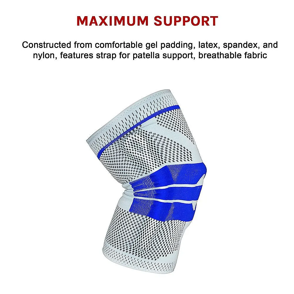 Breathable Full Knee Support Brace, Gel Padding, Medium