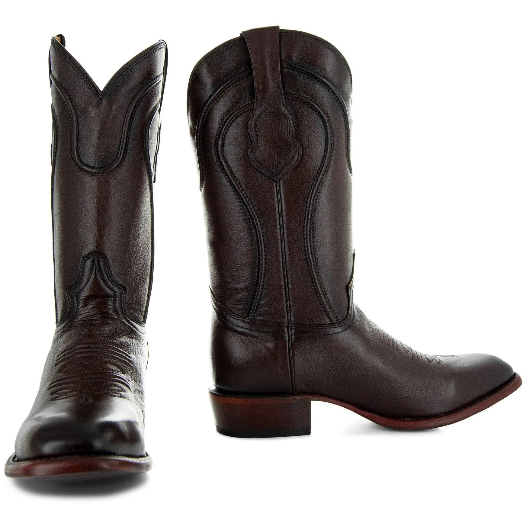 Brown Square Toe Cowboy Boots | Men's Dress Boots (H9002)