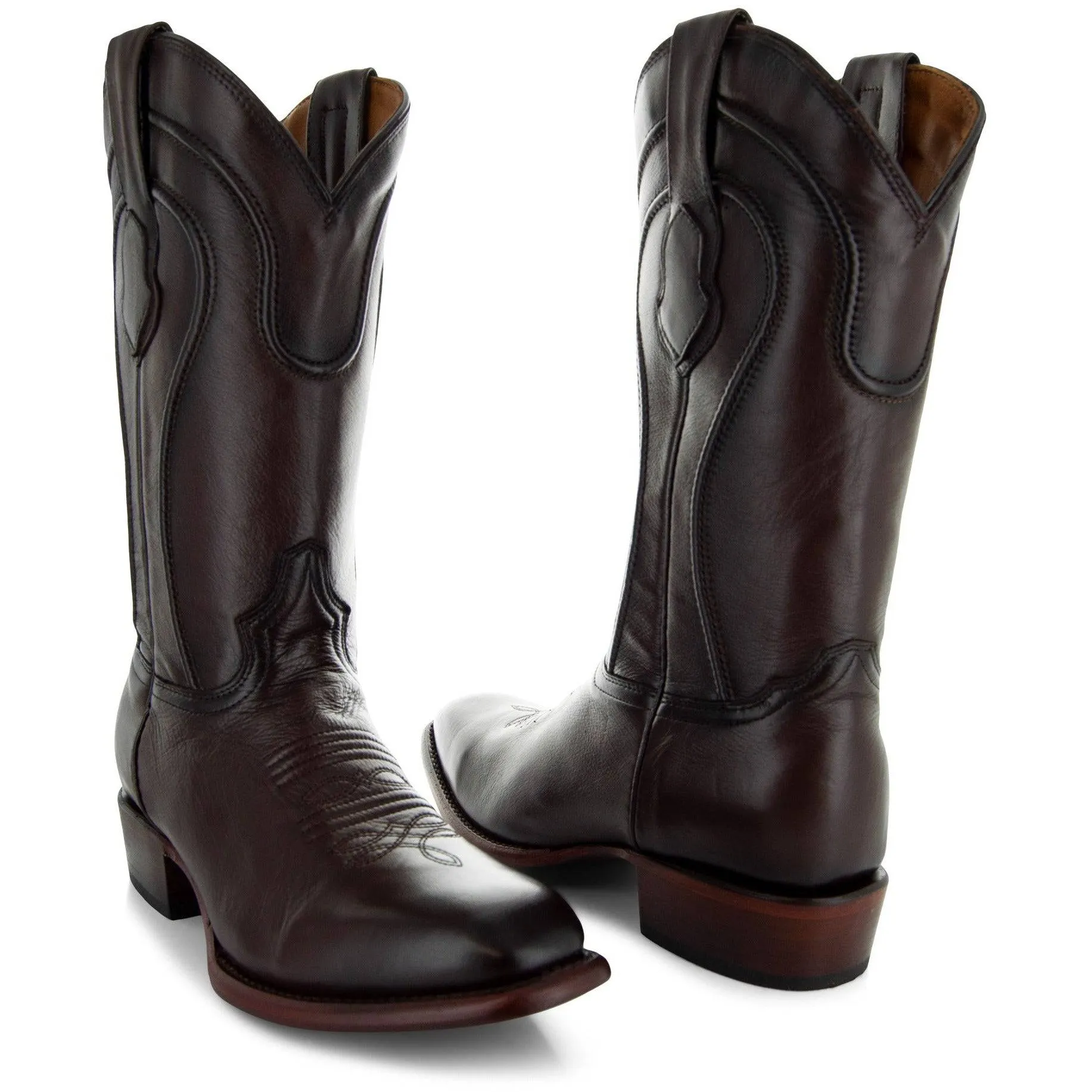 Brown Square Toe Cowboy Boots | Men's Dress Boots (H9002)