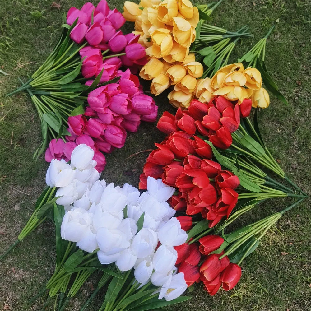 Bulk 17 inches Tall Tulip Bush UV Resistant Flowers for Outdoors Wholesale