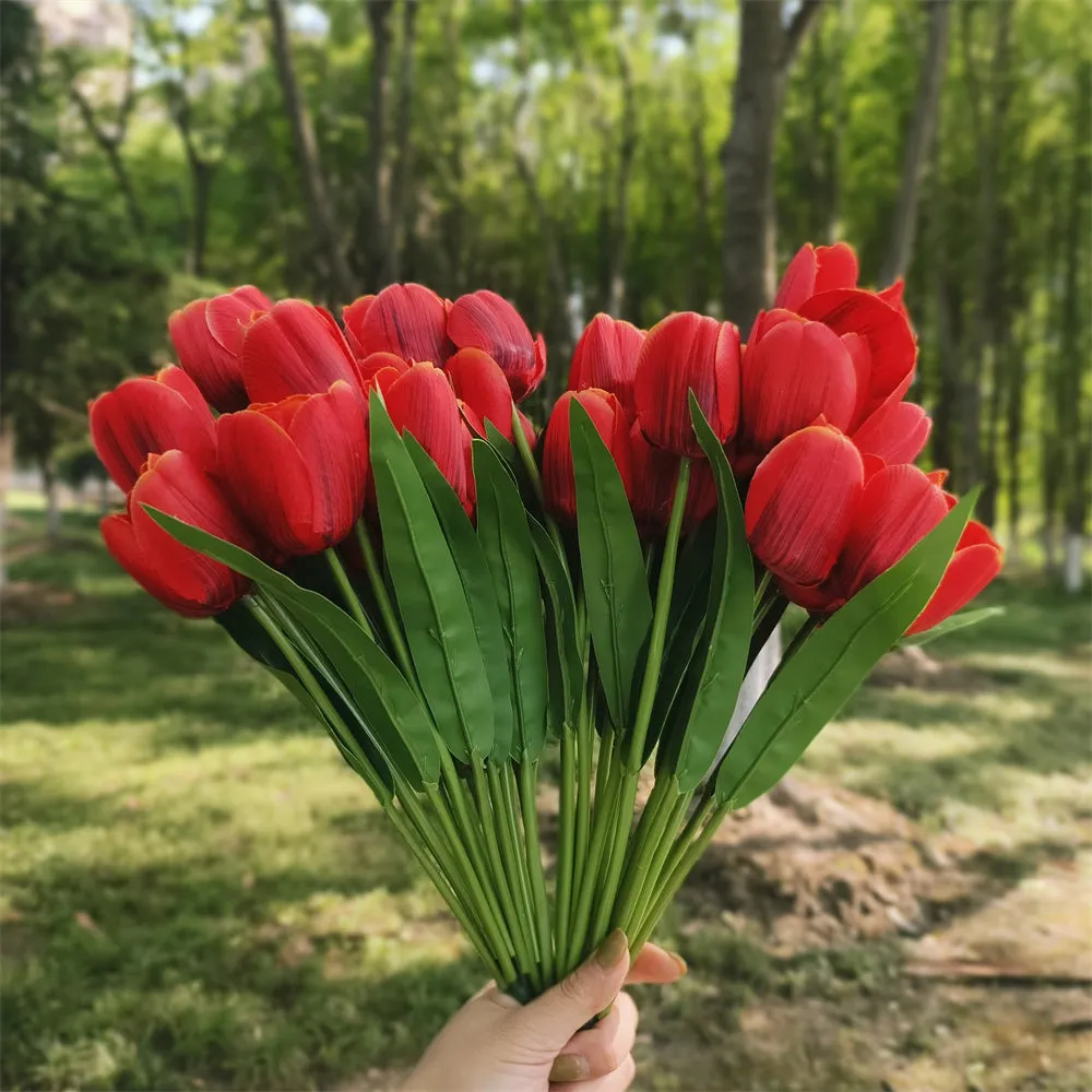 Bulk 17 inches Tall Tulip Bush UV Resistant Flowers for Outdoors Wholesale