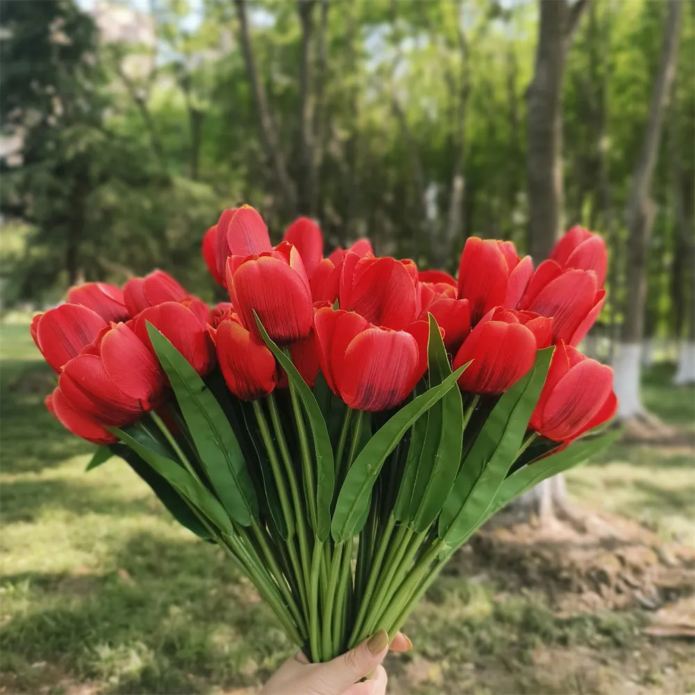 Bulk 17 inches Tall Tulip Bush UV Resistant Flowers for Outdoors Wholesale