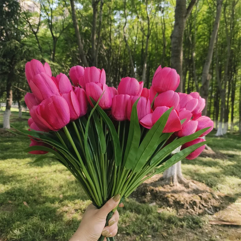 Bulk 17 inches Tall Tulip Bush UV Resistant Flowers for Outdoors Wholesale