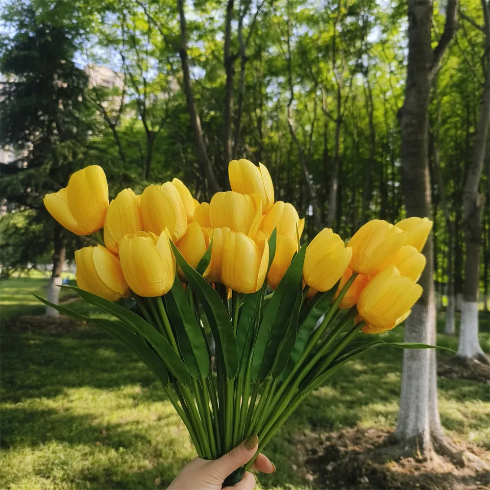 Bulk 17 inches Tall Tulip Bush UV Resistant Flowers for Outdoors Wholesale