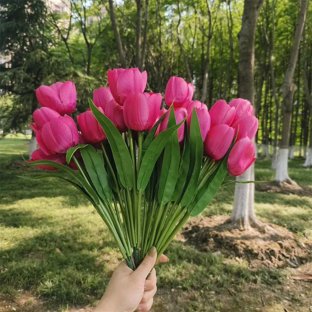 Bulk 17 inches Tall Tulip Bush UV Resistant Flowers for Outdoors Wholesale