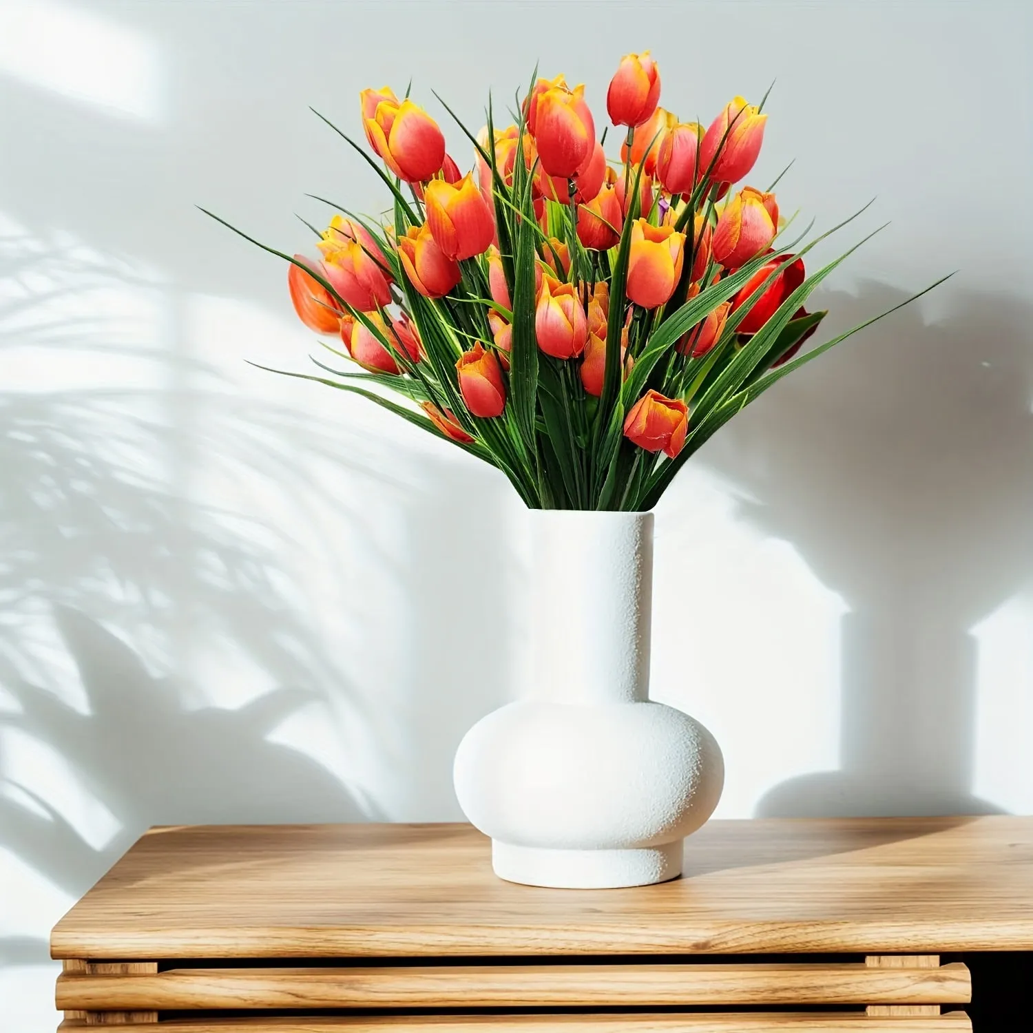 Bulk 4 Bundles of UV-Resistant Artificial Tulips Bush for Indoors & Outdoors Decor Wholesale