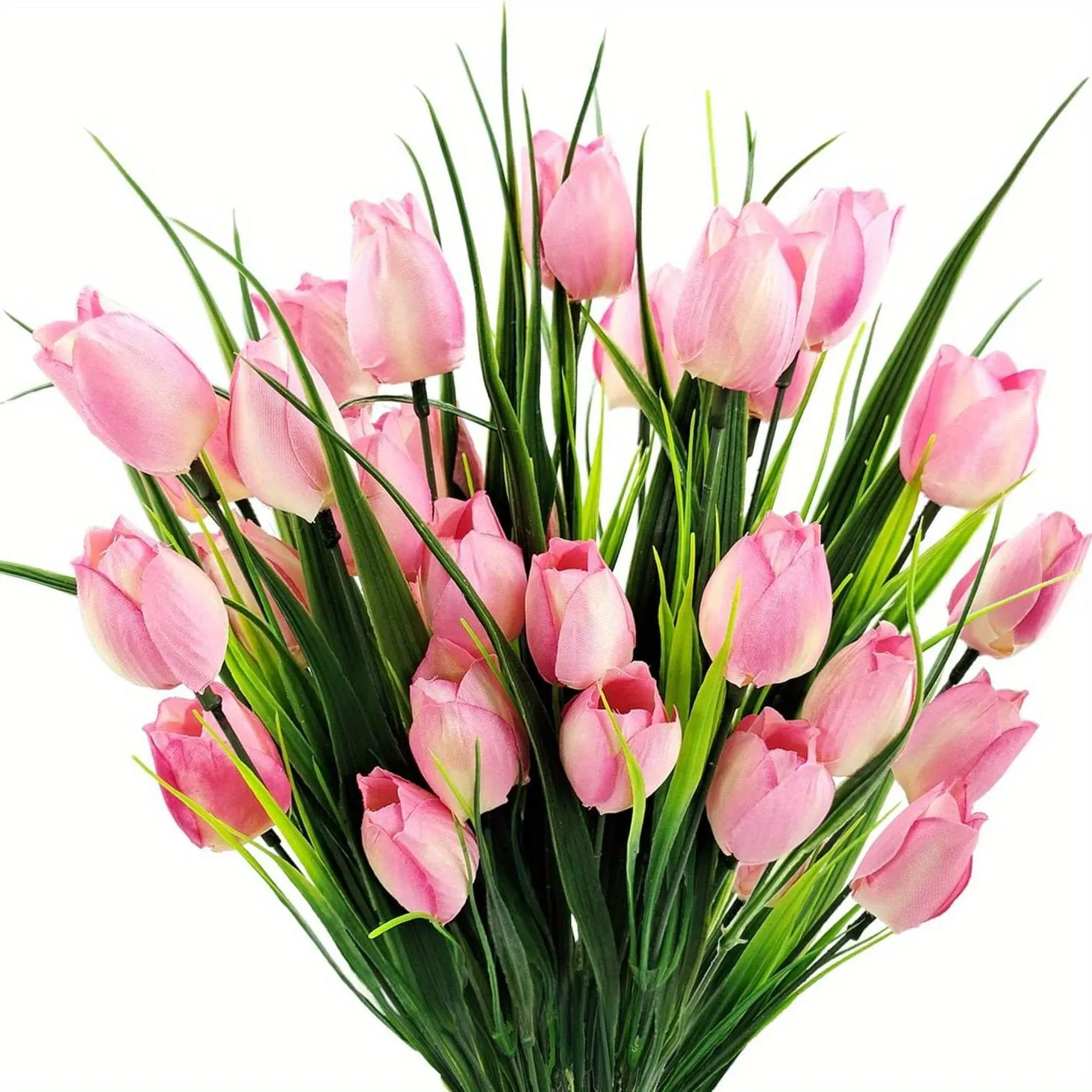 Bulk 4 Bundles of UV-Resistant Artificial Tulips Bush for Indoors & Outdoors Decor Wholesale