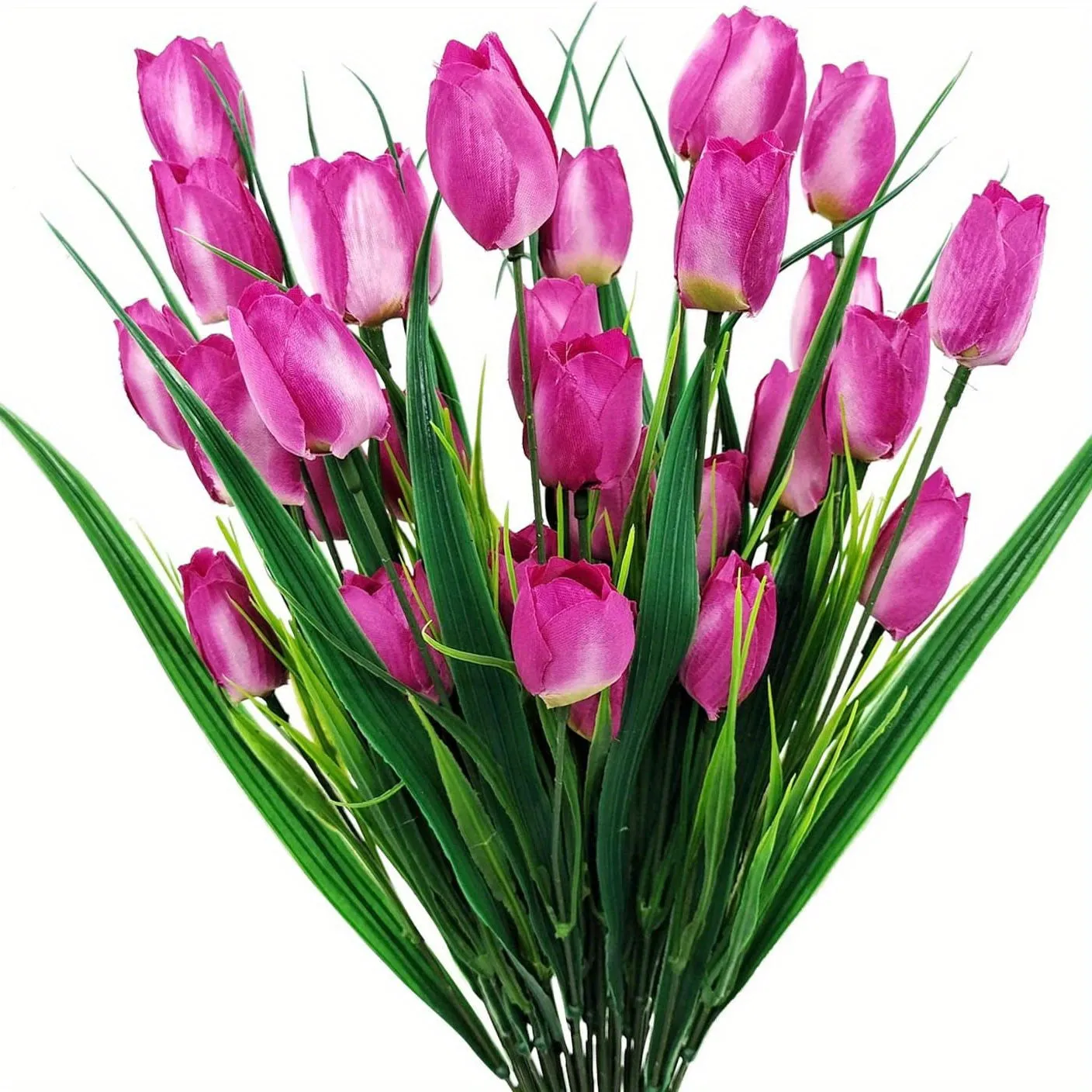 Bulk 4 Bundles of UV-Resistant Artificial Tulips Bush for Indoors & Outdoors Decor Wholesale