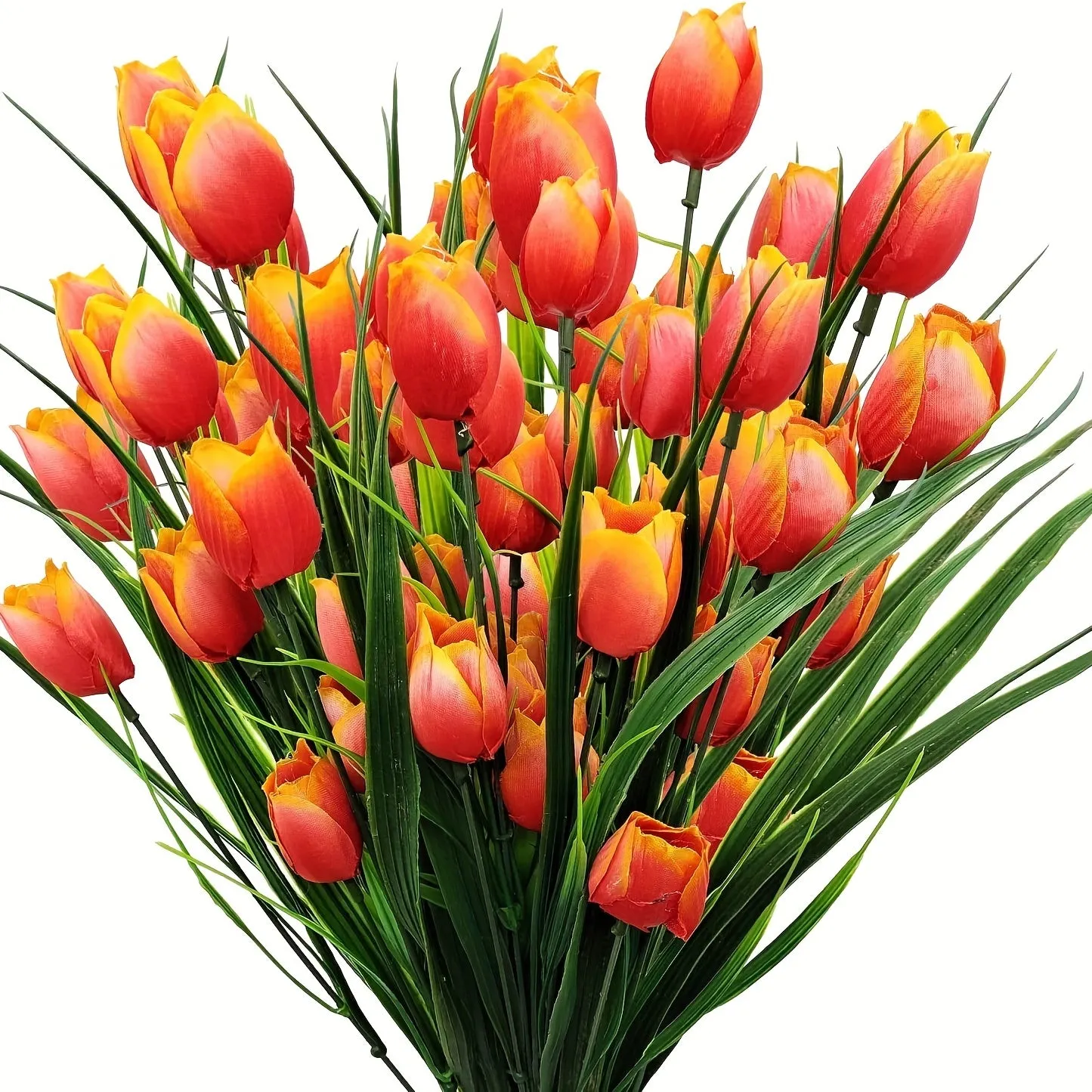 Bulk 4 Bundles of UV-Resistant Artificial Tulips Bush for Indoors & Outdoors Decor Wholesale