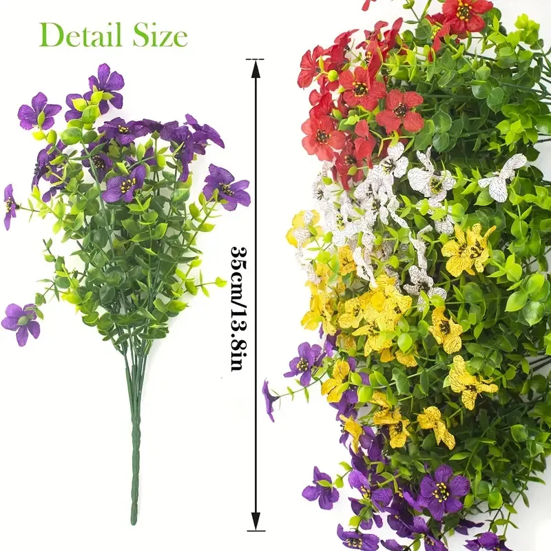 Bulk Artificial Faux Flowers for Outdoors Plants UV Resistant Eucalyptus Violets Wholesale