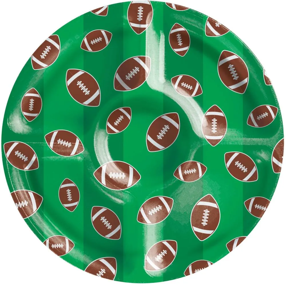 Bulk Tailgate Decor Football Plastic Compartment Tray (Case of 6)