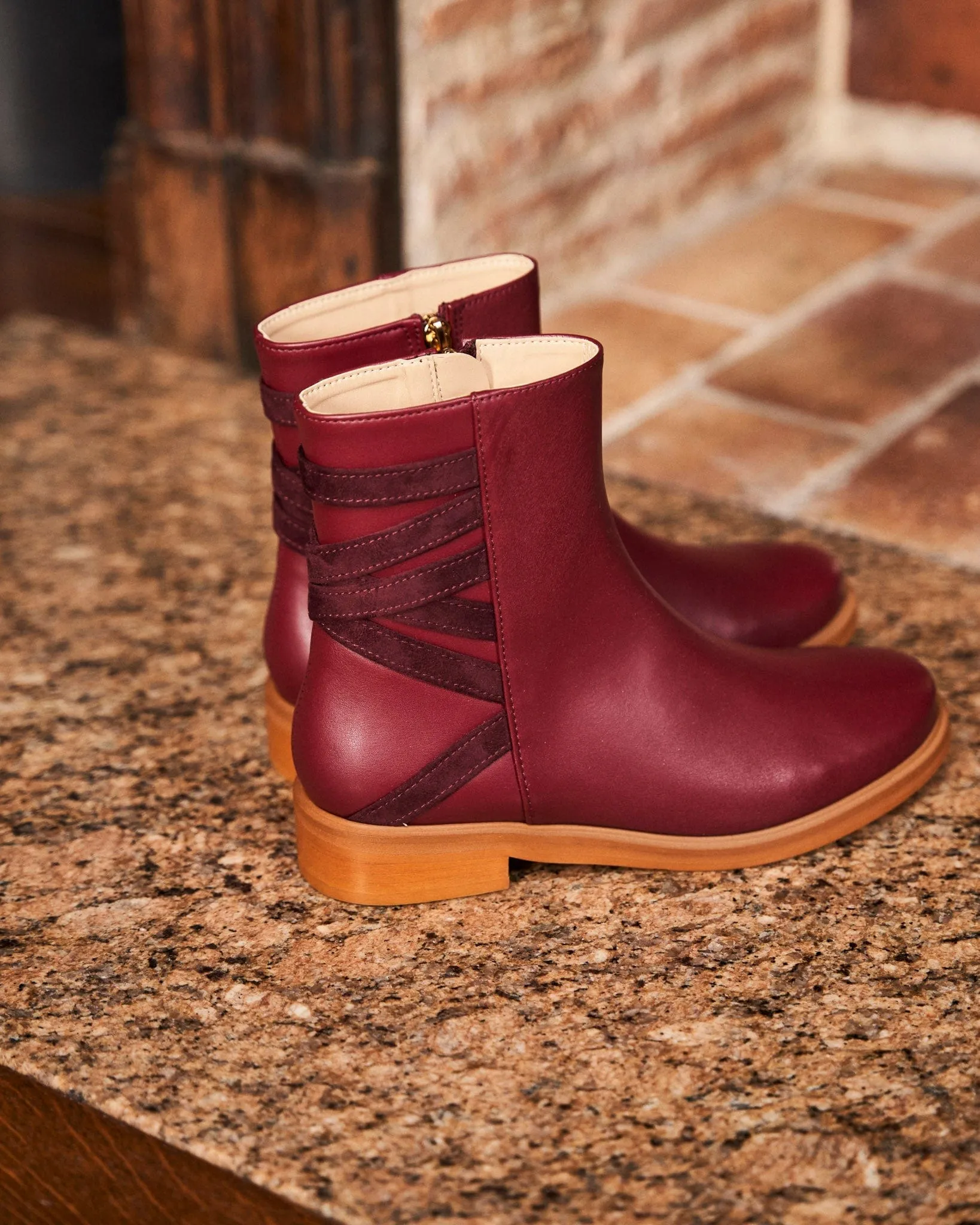 Catimini Vegan Leather Zip Ankle Boots | Bordeaux